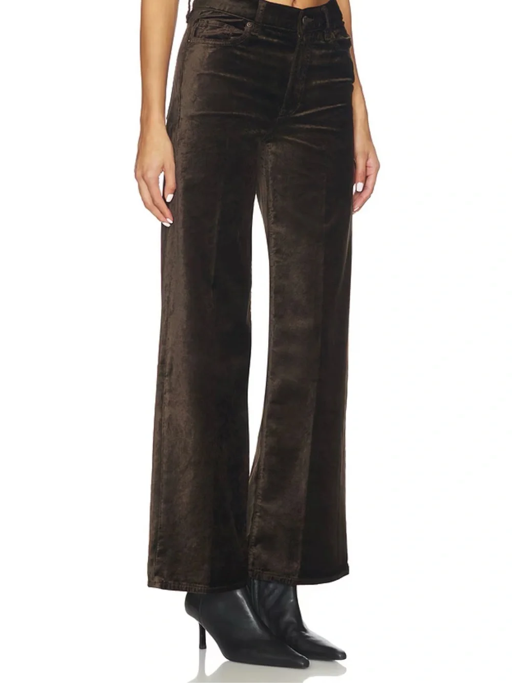 Frame Le Slim Palazzo Pant in Dark Clove Velvet Size 28 - Picture 11 of 14
